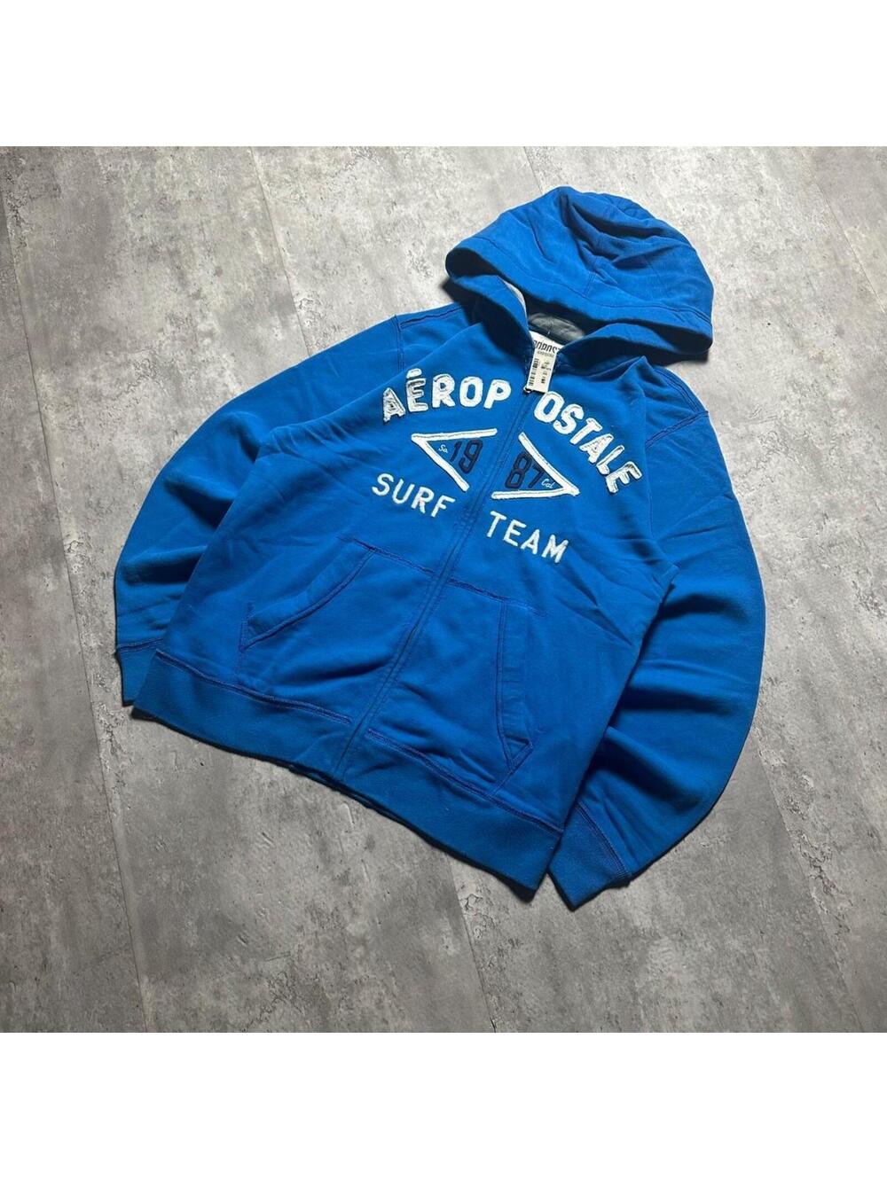 intage 2000s brand new with tags Y2K Aéropostale Surf Team blue zip up hoodie.